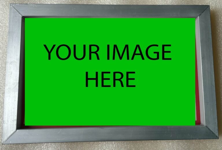 This is an image of an 8x12" silkscreen with words saying "YOUR ART HERE" Depicting that you can put any artwork of your choosing on a silkscreen.