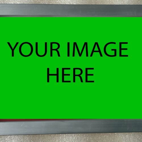 This is an image of an 8x12" silkscreen with words saying "YOUR ART HERE" Depicting that you can put any artwork of your choosing on a silkscreen.